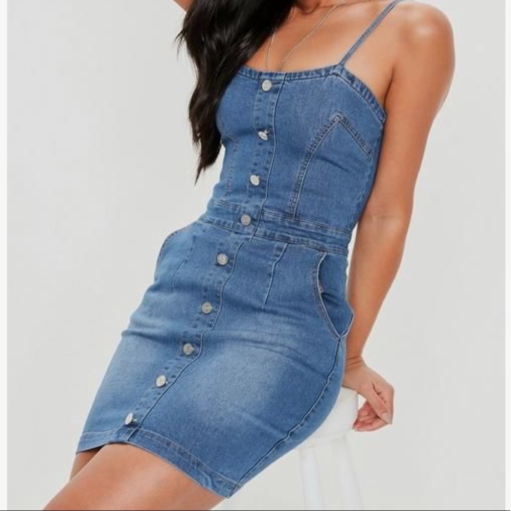 Sexy denim V cut dress